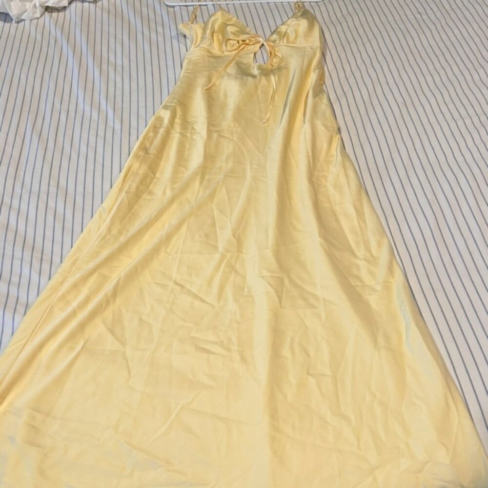 Long yellow silk maxi dress
